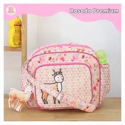 Rosada Forest Deer Trendy Sling Diaper Bag for Baby Mom | Outing Travel Lightweight Waterproof Washable Spacious Zip Compartments and Shoulder Sling with Hanging Soft ToyStandard-picture-12