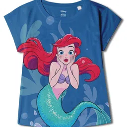 Wear Your Mind Disney The Little Mermaid Featuring Half Sleeves Ariel Printed Top - Royal Blue-picture-24