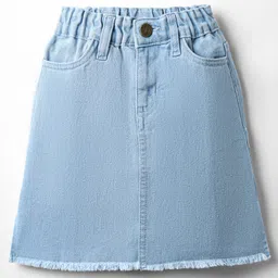 Pine Kids Woven Above Knee Length Washed Denim Skirt - Light Blue-image-40