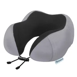 Billebon Premium Neck Pillow Grey Memory Foam Filled Travel Pillow Multi Contour Shape-picture-17