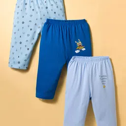 OHMS Single Jersey Knit Full Length Lounge Pant With Animal Print Pack Of 3 - Blue & Light Blue-picture-14