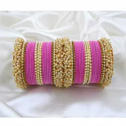 Only Offers Pink Glass Artificial Stones & Beads Bangle-picture-39