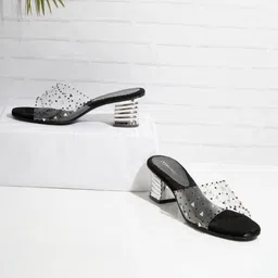 Kneetoes Women Sparkly Transparent Party Sandals-picture-27