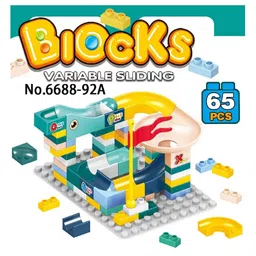 ADKD Marble Run Race Track Building Blocks and Brick Educational Toy For Kids  Pack of 65 Pieces - (Colour May Vary) image 2