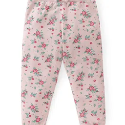 Babyhug Cotton Knit  Full Length Lounge Pant Floral Print Pack of 2 - Multicolour image 2