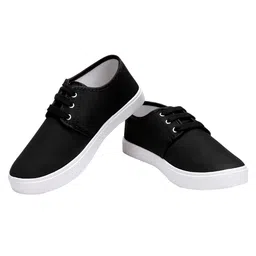BERSACHE Solid Lace Up Sneakers - Black image 3