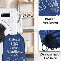 Aura Blue 10 Pieces Printed Foldable Water Resistant Multi-Utility Laundry Bags image 4