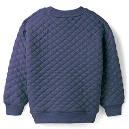 Little Kangaroos Woven Winter Wear Quilted Sweatshirt & Lounge Pant Set with Patch Detailing - Navy Blue image 3