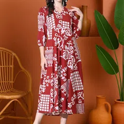 KALINI Print A-Line Midi Dress-image-99