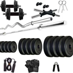 starx 10 kg PVC weight with 3ft Curl Rod and 5ft Straight Rod and Accessories Home Gym Combo-picture-16