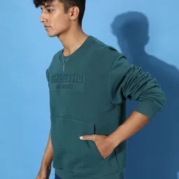 Difference of Opinion Men Typography Oversized Fleece Sweatshirt image 4