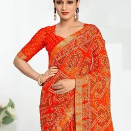 Saree Mall Orange Chiffon Self Saree with Blouse Piece-image-13