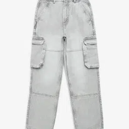 Y&F Kids by Westside Grey Cargo-Style Relaxed-Fit Mid-Rise Jeans-picture-46