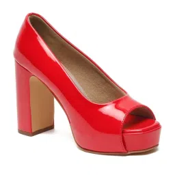 Flat N Heels Women's Red Peeptoe Shoes image 3