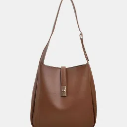 Styli Brown Solid Hobo Shoulder Handbag image 3