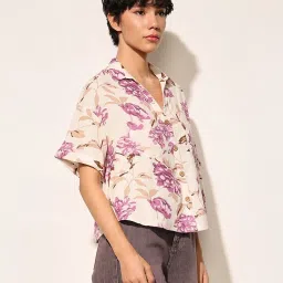 Only Multi Viscose Solid Short Sleeves Shirt image 3
