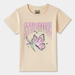 R&B Kids Beige Graphic Regular Fit T-Shirt-picture-18