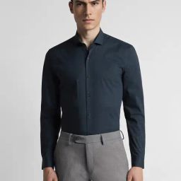 Peter England Navy Cotton Slim Fit Printed Shirt-picture-17