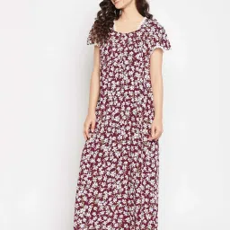 Clovia Maroon Printed Night Dress image 3