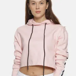 Campus Sutra Pink Full Sleeves Hooded Sweatshirt-image-33