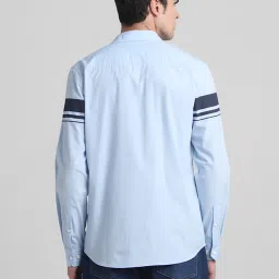 Jack & Jones Light Blue Slim Fit Striped Cotton Shirt image 3