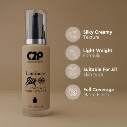 C2P PROFESSIONAL MAKEUP Luminous Silk Foundation Medium Tan 07 - 30 ml image 3