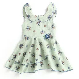 The Magic Wand Kids Green Floral Print Dress-picture-25
