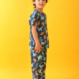 Anthrilo Boys Blue Cotton Regular Fit Printed Pyjama Set image 3