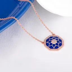 GIVA 925 Silver Rose Gold Taj Mosaic Necklace for Women & Girls-image-46