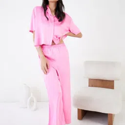 Sweet Dreams Pink SatinShirt With Pyjamas-image-70