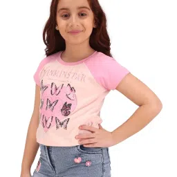 Cutecumber Girls Pink Embellished T-Shirt image 3