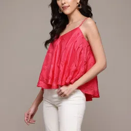 Label Ritu Kumar Red Penelope Short Top image 3