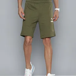 Puma Men Olive Brand Logo Printed Slim Fit Sports Shorts-image-36