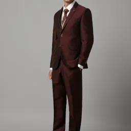 Louis Philippe Maroon Slim Fit Texture Three Piece Suit image 3