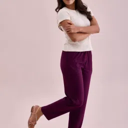 Go Colors! Maroon Mid Rise Pants image 3