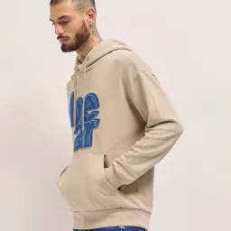 The Bear House Beige Relaxed Fit Graphic Hoodie image 3