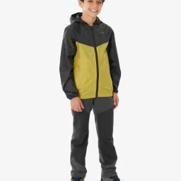 Quechua By Decathlon Boys Grey & Khaki Waterproof Hiking Zip Jacket image 3