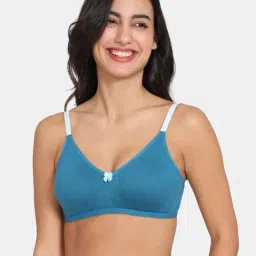 Zivame Blue Half Coverage Wireless T-Shirt Double Layered Bra-image-11