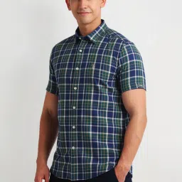 U.S. Polo Assn. Green Cotton Slim Fit Checks Shirt image 3