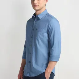 U.S. Polo Assn. Blue Cotton Slim Fit Shirt image 3