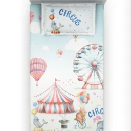 DDECOR Live beautiful Red Cotton Graphic 145 TC Single Flat Bedsheet with 1 Pillow Cover image 3