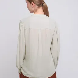 Cover Story Blue Polyester Solid Regular Fit Shirt image 2