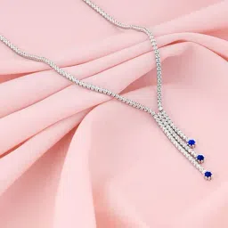 GIVA 925 Silver Blue Lariat Necklace for Women & Girls-image-6