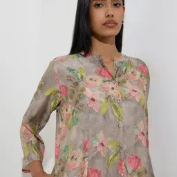 Utsa by Westside Taupe Floral Design A-Line Kurta image 4