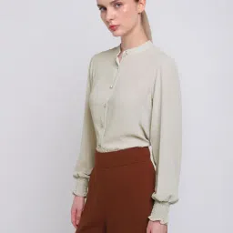 Cover Story Blue Polyester Solid Regular Fit Shirt image 4