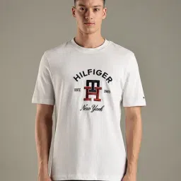 Tommy Hilfiger White Embroidered Logo Regular Fit Cotton T-Shirt-picture-16