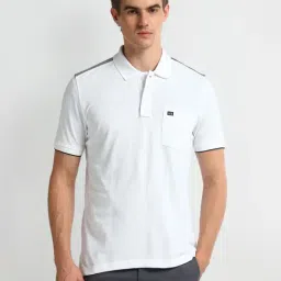 Arrow Sport White Cotton Regular Fit Printed Polo T-Shirt-image-21