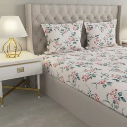 Raymond Home Lush Petal Beige Printed Microfiber 110 TC Queen Bedsheet Set 2.25 m x 2.2 m image 4