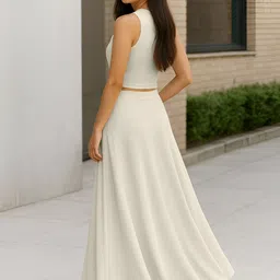 Moomaya Crop Top And Flared Long Skirt Coord Set image 5