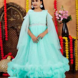 Aarika Girls Green Embellished Party Gown-picture-18